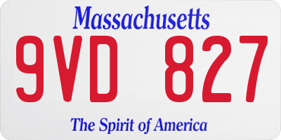 MA license plate 9VD827