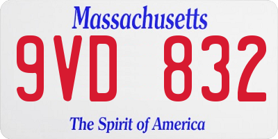 MA license plate 9VD832