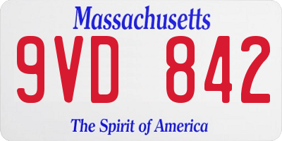 MA license plate 9VD842