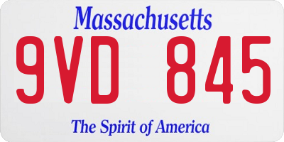 MA license plate 9VD845