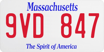 MA license plate 9VD847