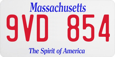 MA license plate 9VD854