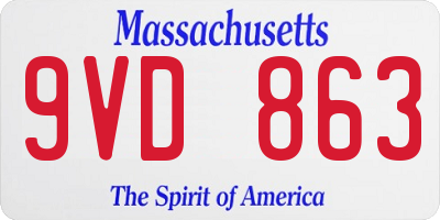 MA license plate 9VD863