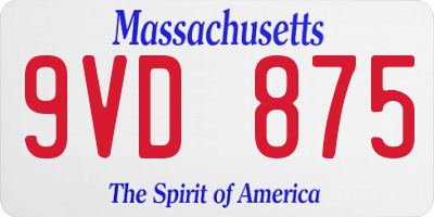 MA license plate 9VD875