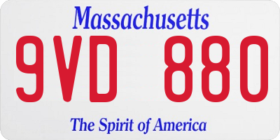 MA license plate 9VD880