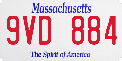 MA license plate 9VD884