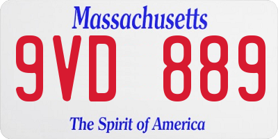 MA license plate 9VD889