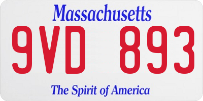 MA license plate 9VD893