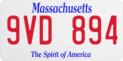 MA license plate 9VD894