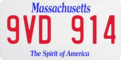 MA license plate 9VD914