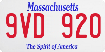 MA license plate 9VD920