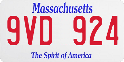 MA license plate 9VD924