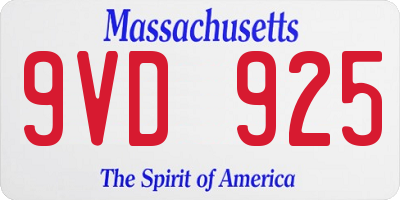 MA license plate 9VD925