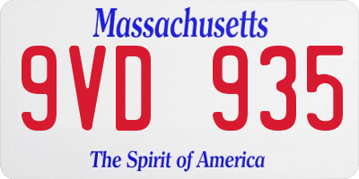 MA license plate 9VD935