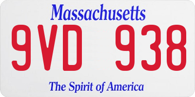 MA license plate 9VD938
