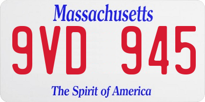 MA license plate 9VD945