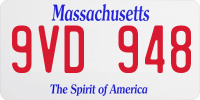 MA license plate 9VD948