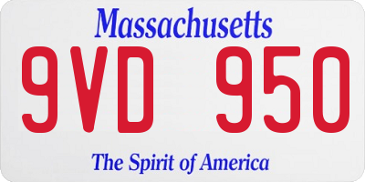 MA license plate 9VD950