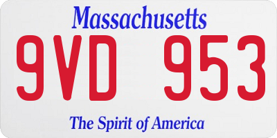 MA license plate 9VD953