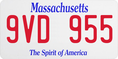 MA license plate 9VD955