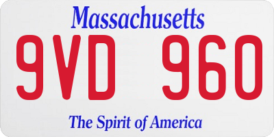 MA license plate 9VD960