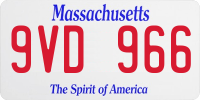 MA license plate 9VD966
