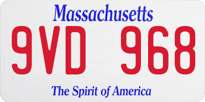 MA license plate 9VD968