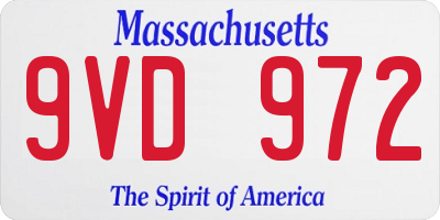 MA license plate 9VD972