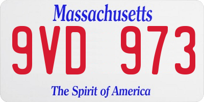 MA license plate 9VD973
