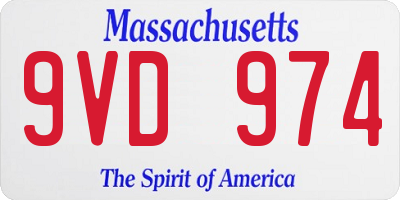 MA license plate 9VD974