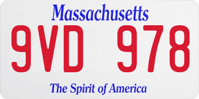 MA license plate 9VD978