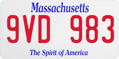 MA license plate 9VD983