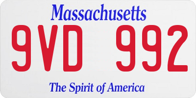 MA license plate 9VD992