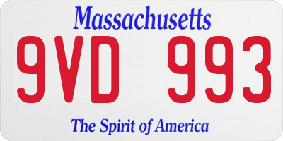 MA license plate 9VD993