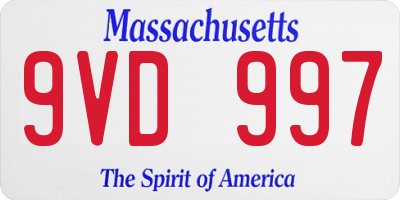 MA license plate 9VD997