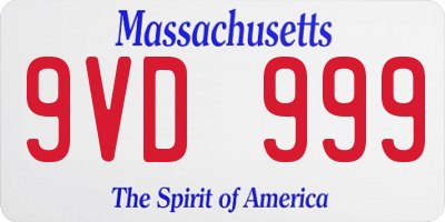 MA license plate 9VD999