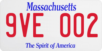 MA license plate 9VE002