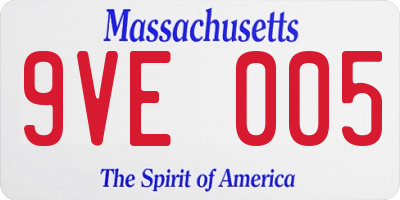 MA license plate 9VE005