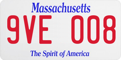 MA license plate 9VE008