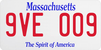 MA license plate 9VE009