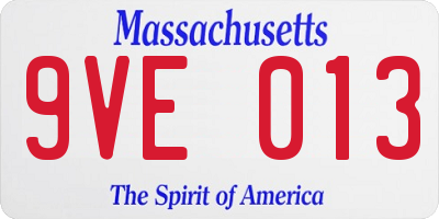 MA license plate 9VE013