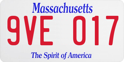 MA license plate 9VE017