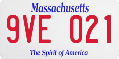 MA license plate 9VE021