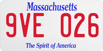 MA license plate 9VE026
