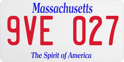MA license plate 9VE027