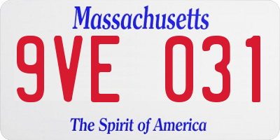 MA license plate 9VE031