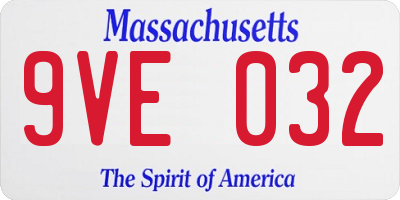 MA license plate 9VE032