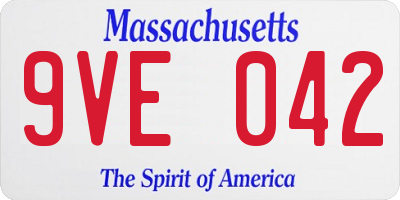 MA license plate 9VE042