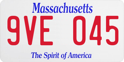 MA license plate 9VE045