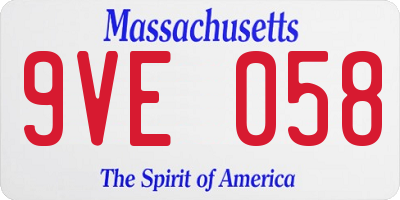 MA license plate 9VE058